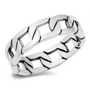 Sterling Silver Link Chain Ring 925 Fashion Band